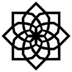 Intricate Geometric Star Pattern, Ornate Decorative Design with Islamic Style and Interlocking Shapes
