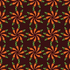 Circle Carrot pattern seamless with chocolate background vector illustration