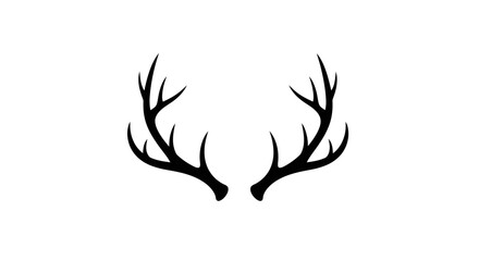 Obraz premium A black silhouette of a pair of deer antlers against a plain white background.