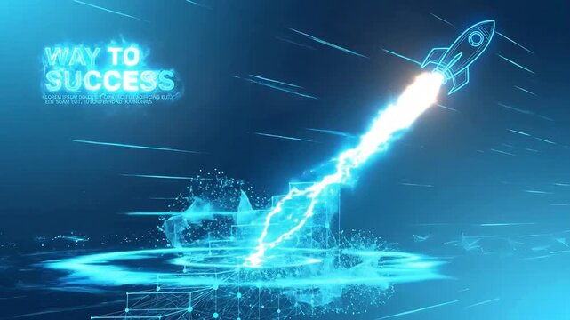 Business success concept with rocket launch