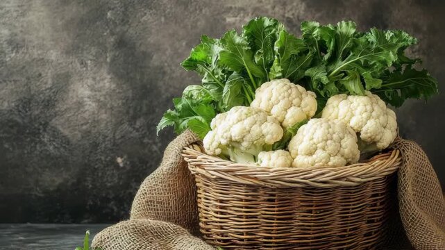 selective focus healthy  cauliflower in basket
