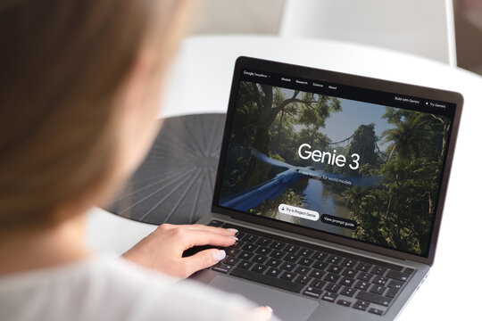 Guilherand-Granges, France - January 30, 2026. Google DeepMind Genie 3 is an advanced generative AI model released in 2026 that creates interactive 3D worlds from text and image prompts.