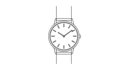 Minimalist line drawing of a classic wristwatch.