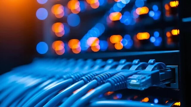 Network Infrastructure - Blue Cables and Data Center Connectivity.