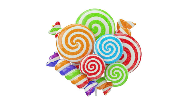 Assortment of Swirl Lollipops and Candy