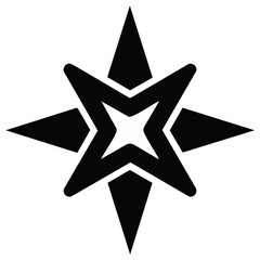 Fototapeta premium Black Four Point Star Icon Sign Symbol Design Element Simple Flat Vector