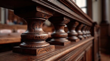 Richly Textured Historic Wooden Balustrade Detail