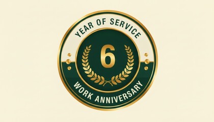 Premium 6 year work anniversary emblem for corporate recognition and reward