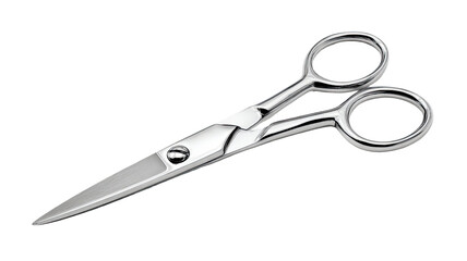 Obraz premium Professional stainless steel scissors with sharp blades precision cutting tool for tailoring and craft isolated on white background