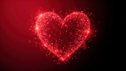 Obraz premium Sparkling red heart formed by glittering particles against a dark background