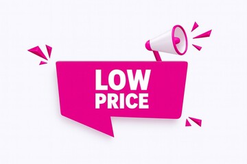 Low price announcement with megaphone and speech bubble