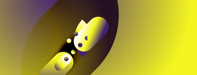 Naklejka premium Abstract shapes, yellow gradients, purple accents. Modern design, dynamic composition, smooth transitions, visual elements.