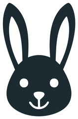Rabbit Face Silhouette with Long Ears, Animal Icon Graphic
