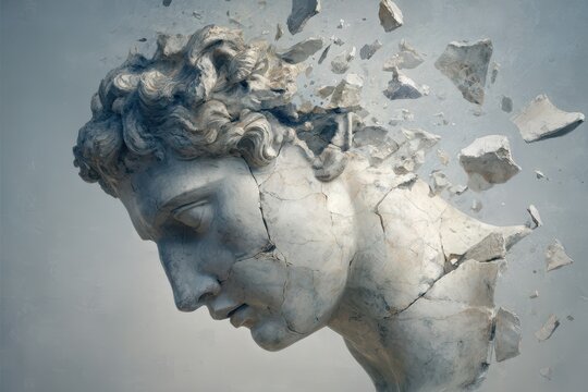 Fragmenting bust in motion, a somber study of memory loss and mental health
