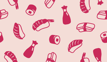 Cute sushi pattern background vector design