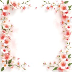 Soft Watercolor Sprout Arch Frame with Fresh Spring Leaves
