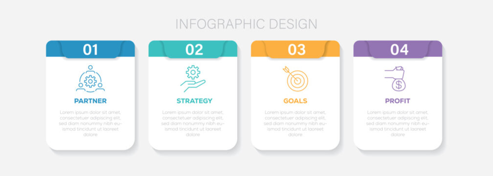 Modern business infographic design template web banner elements and number steps for professional presentation of information. 