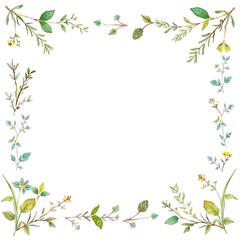 Obraz premium Soft Watercolor Sprout Arch Frame with Fresh Spring Leaves
