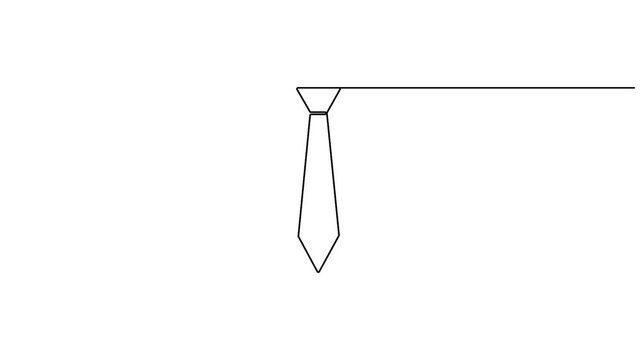 Animated self drawing minimalist single line art a necktie. Full length one line art animation