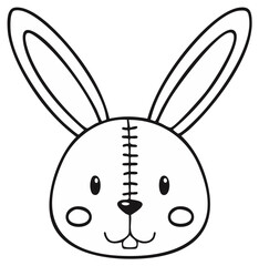 Obraz premium Adorable cartoon bunny rabbit head outline simple illustration for coloring pages and kids crafts