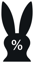 Black bunny silhouette with a white percentage sign on its face
