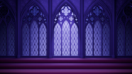 教会風背景　青・正面（blenderで制作の3DCG） © Lucifa