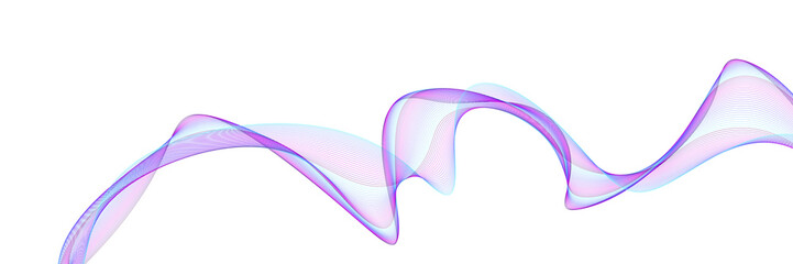 Abstract vector wavy lines flowing smooth curve purple cyan gradient color on transparent background in concept of luxury, technology, science, music, modern