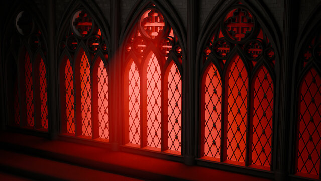 教会風背景　赤・斜め（blenderで制作の3DCG）