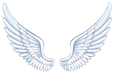 Obraz premium Pair of detailed white wings with a shadow effect, perfect for fantasy or religious illustrations