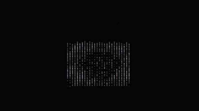 Abstract facial formation from white particles on black background
