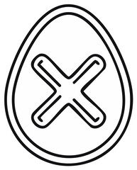 Obraz premium Easter egg illustration with a cross symbol in black and white.