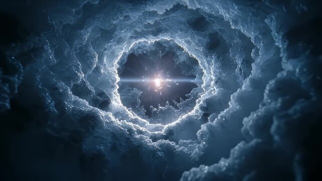 Frozen Crystal Vortex with Light Burst at Center