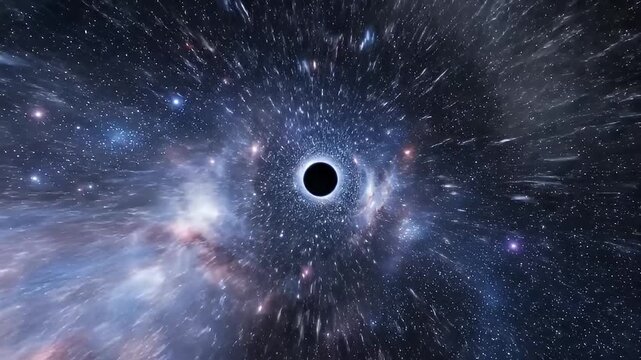 Black Hole in Deep Space with Stars.