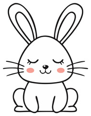 Obraz premium Stylized Rabbit Illustration Cute Hare Coloring Page Simple Drawing