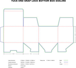 A technical diagram of a tuck end snap lock bottom box dieline