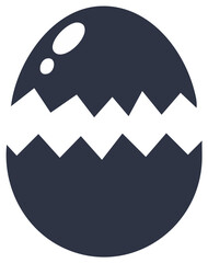 Simple Cracked Easter Egg Silhouette in Dark Gray for Celebrations