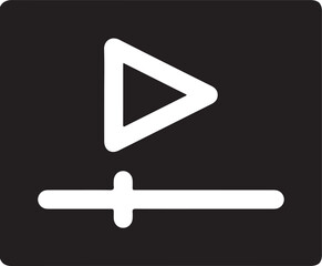 Video Player Playback Icon - Minimalist Media Streaming Vector, Digital Player Interface Sign - Black Geometric Playback Icon