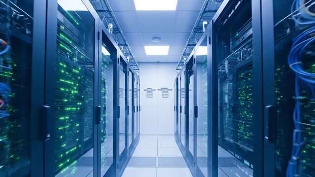 Secure Server Racks in Modern Data Center IT Infrastructure Wide Angle