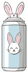 Obraz premium Cute cartoon bunny face on a spray can with large floppy ears