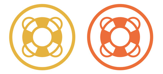 Rescue ring buoy icon vector featuring life-saving floatation ring, © WelcomeJune