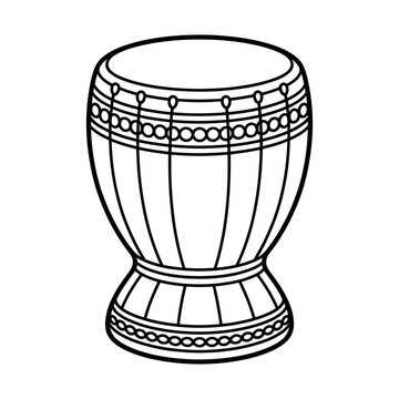 Traditional Ramadan drum vector style coloring page 