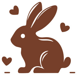 Obraz premium Chocolate bunny silhouette with hearts perfect for Easter spring holidays