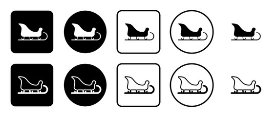Icon set of sleigh symbol. Filled, outline, black and white icons set, flat style.  Illustration on transparent background