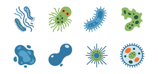 Fototapeta premium Abstract illustration of various microorganisms pathogens and biological cells
