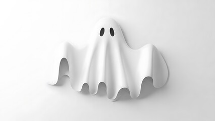 A simple white ghost with black eyes on white background