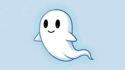 Cute cartoon ghost floating in the air