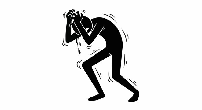 Silhouette figure experiencing distress and anxiety.