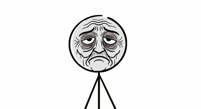 Sad Tired Stick Figure Meme Face.
