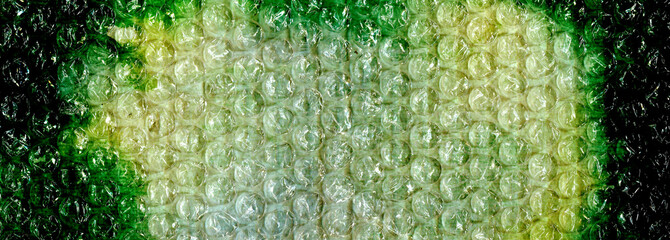 Experimental abstract artwork &mdash; bubble wrap texture, green watercolor in emerald and swamp tones. Layered mixed media composition with strong contrast for music album covers, vinyl sleeves, posters.