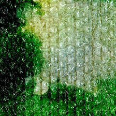 Experimental abstract artwork &mdash; bubble wrap texture, green watercolor in emerald and swamp tones. Layered mixed media composition with strong contrast for music album covers, vinyl sleeves, posters.